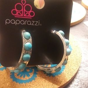 Silver turquoise Hoop earrings